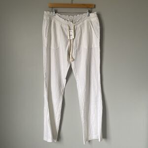 Roxy Ocean Side Linen Blend Flared Pants Cream White Low Rise Womens Size XL NWT